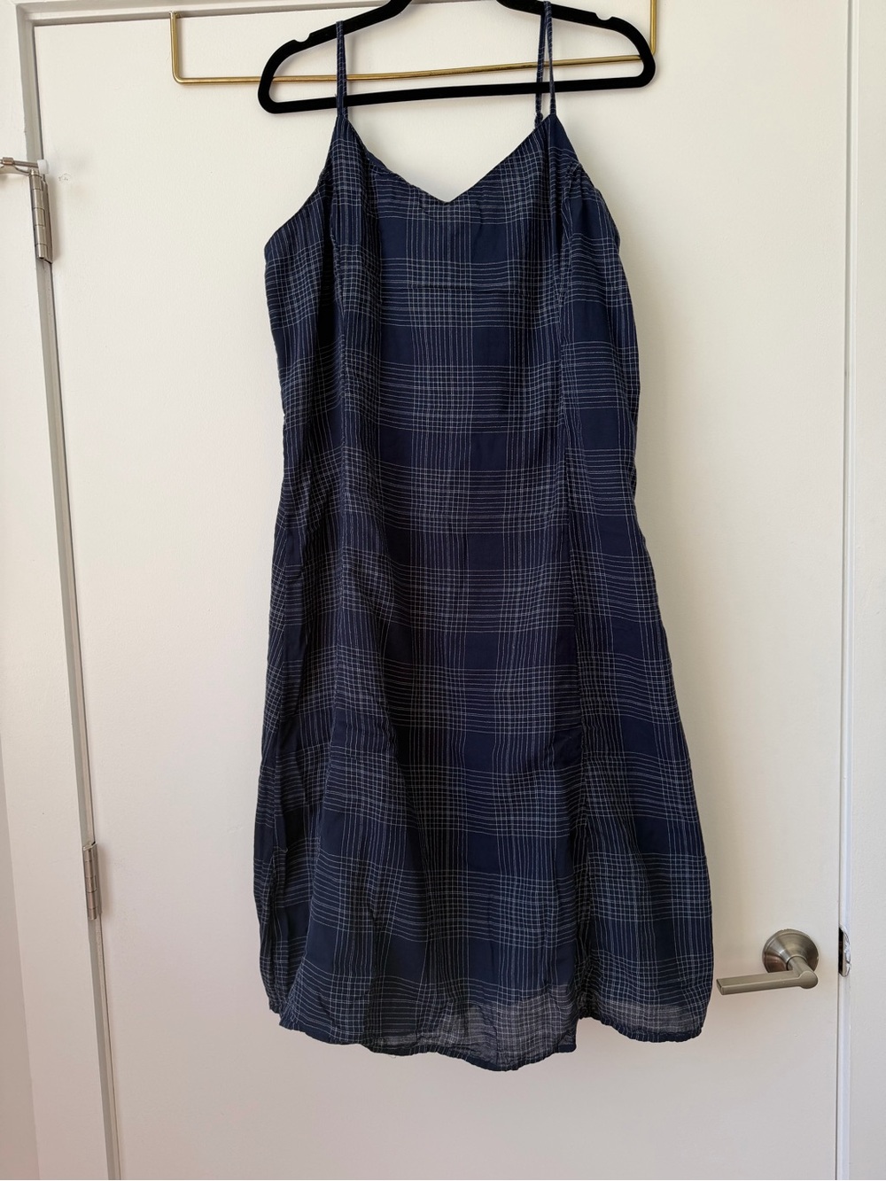 Old Navy Navy Plaid Spaghetti Strap Midi Dress